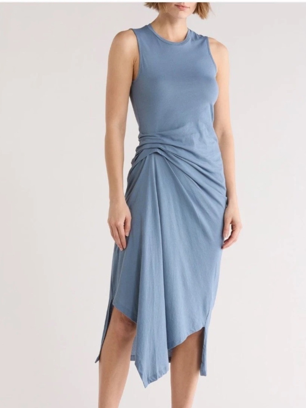 AllSaints Blue Sleeveless Draped Midi Dress size 4